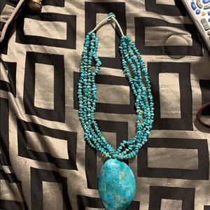 Turquoise necklace turquoise covered abalone shell